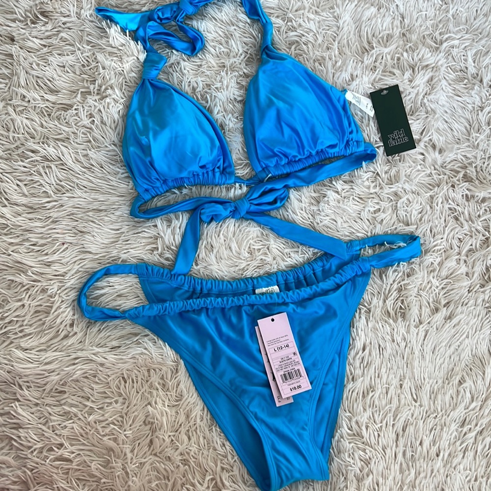 NWT wild fable Bright Blue Triangle Bikini Set